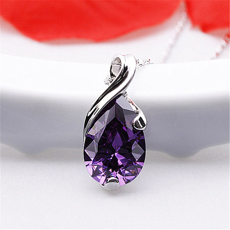 Amethyst Drop-Shaped Angel Tear Pendant Pendant