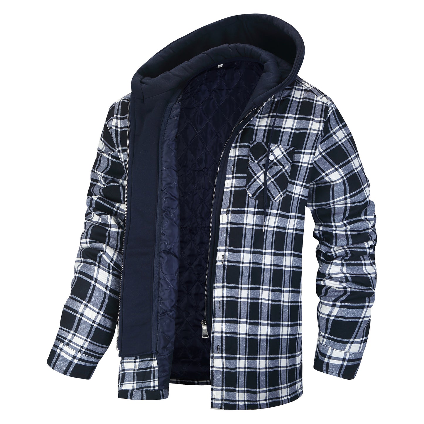 Thick Plaid Long Sleeve Hooded Jacket