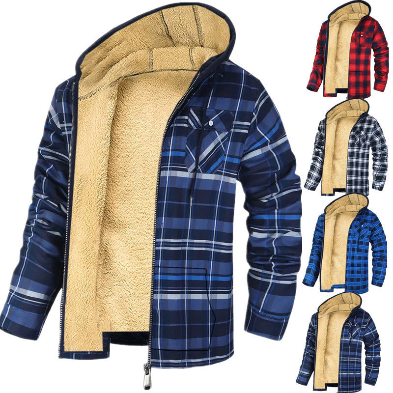 Thickened Cotton-padded Clothes Plaid Long Sleeve Loose