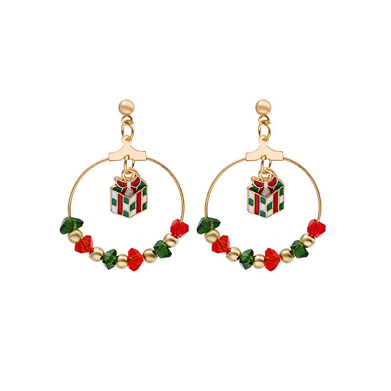 Cartoon Christmas Series Earrings Santa Gifts