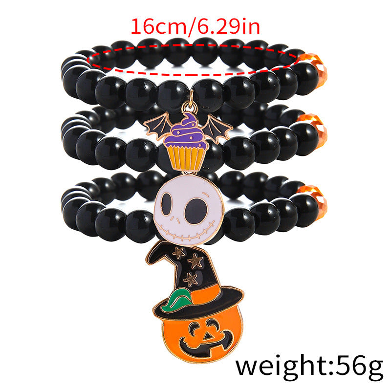 Halloween Bracelet Acrylic Beaded Bracelet Horror Ghost Spider Bracelet Devil's Eye Multi-Layer Stacked Bracelet