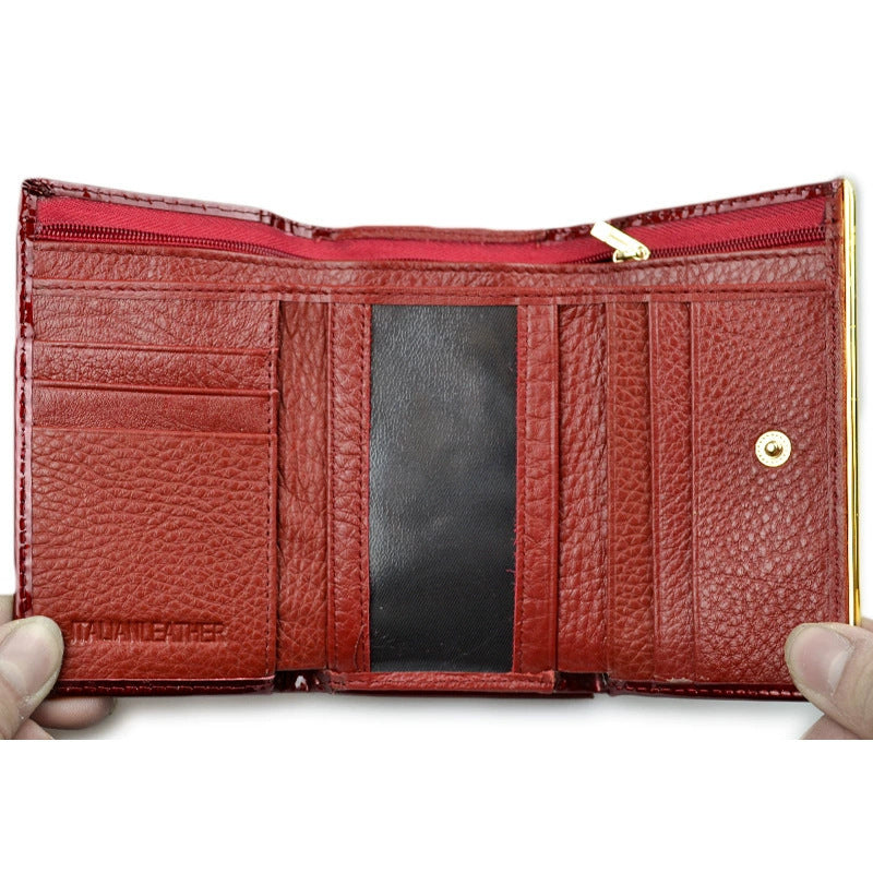 Short Women's Wallet Patent Leather Clip Change